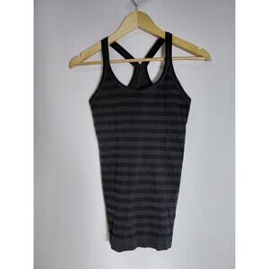 Lululemon Striped Racerback Tank Top Black Knit Sleeveless Size 11